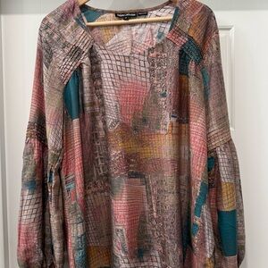 Tolani Multicolor Patchwork Blouse